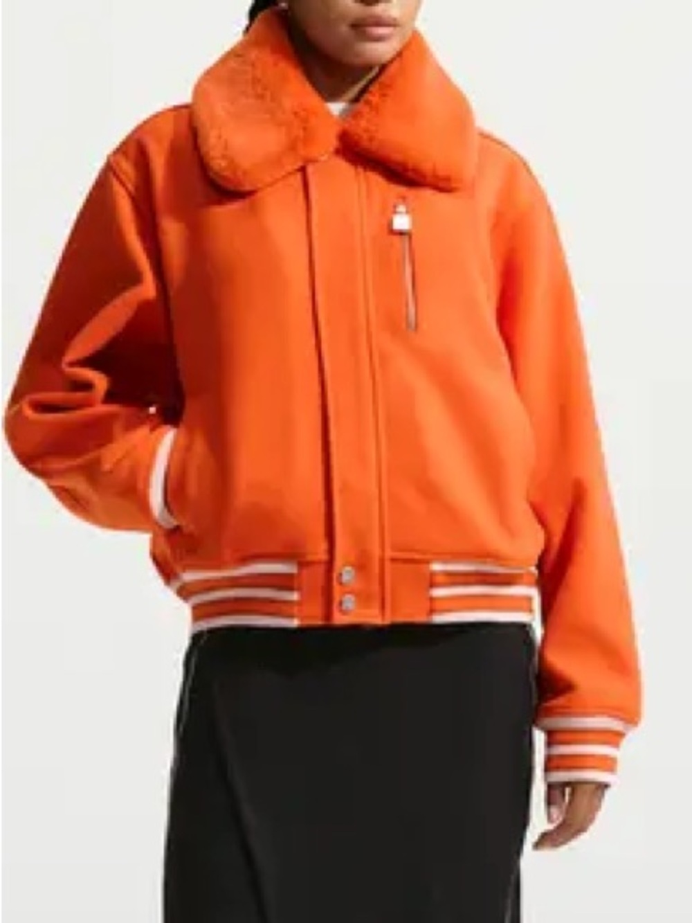 NIKE Naomi Osaka Varsity Wool Oversized Jacket Women's Orange Large Tall NEW NWT